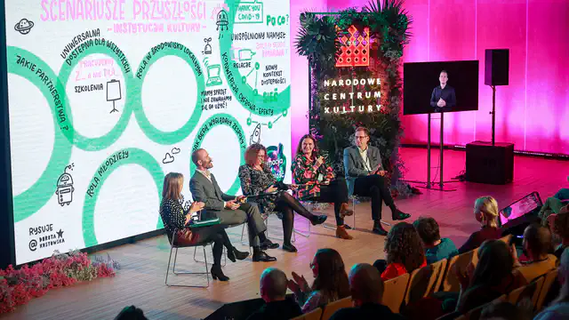 Konferencja hybrydowa NCK - Centrum Nauki Kopernik w Warszawie - nagłośnienie, oświetlenie, multimedia, transmisja online - klient: KDK Events