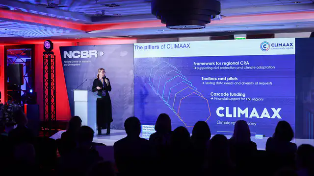 Konferencja hybrydowa NCBR - Hotel Marriott w Warszawie - nagłośnienie, oświetlenie, multimedia, transmisja online - klient: KDK Events