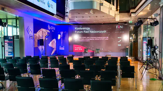 GPW - Konferencja hybrydowa - GPW w Warszawie - nagłośnienie, oświetlenie, multimedia, transmisja online